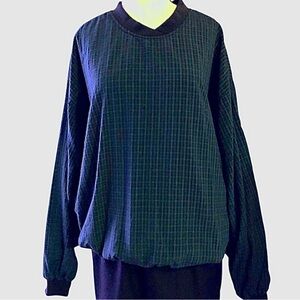 Vintage 1990s Carlyle Golf Windbreaker Navy Green Plaid Medium